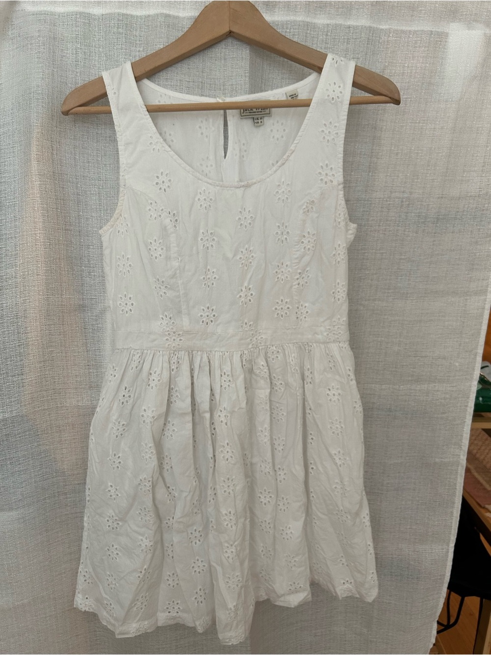 Jack Wills White Eyelet Sleeveless Dress - Classic Style